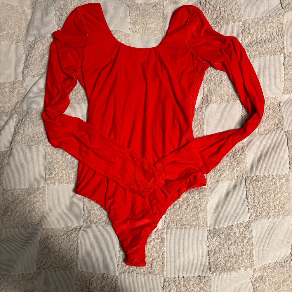 Aerie Bold Red Long Sleeve Bodysuit